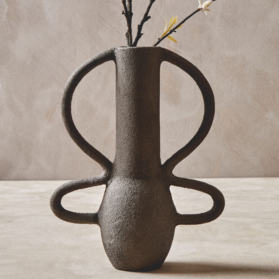 Orsina Deriva Small Grey Textured Aluminium Vase – Modern Home Decor