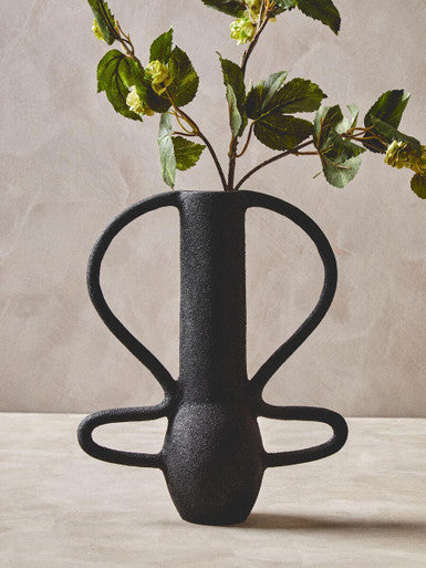 Orsina Deriva Large Textured Black Aluminium Vase – Tall Modern Decor