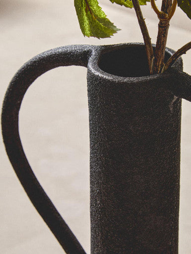 Orsina Deriva Large Textured Black Aluminium Vase – Tall Modern Decor