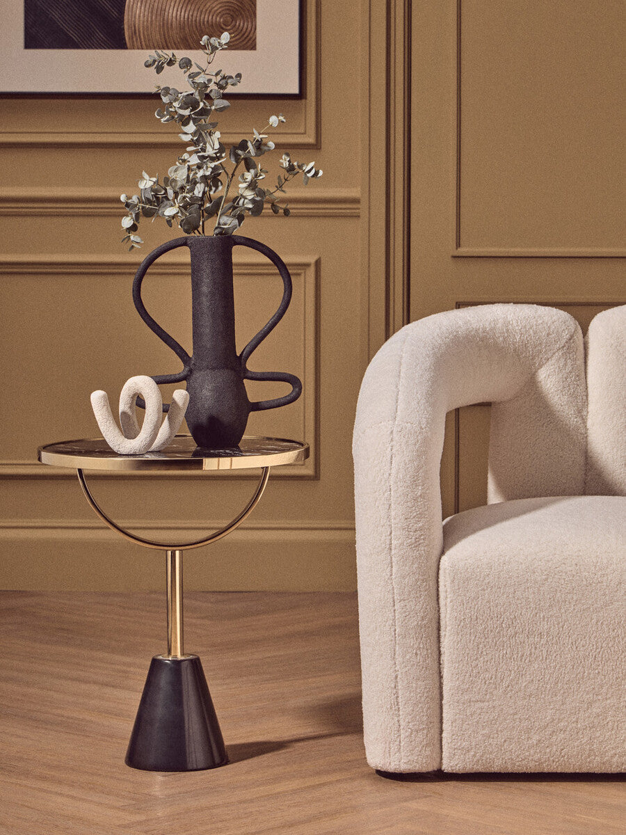 Orsina Deriva Large Textured Black Aluminium Vase – Tall Modern Decor