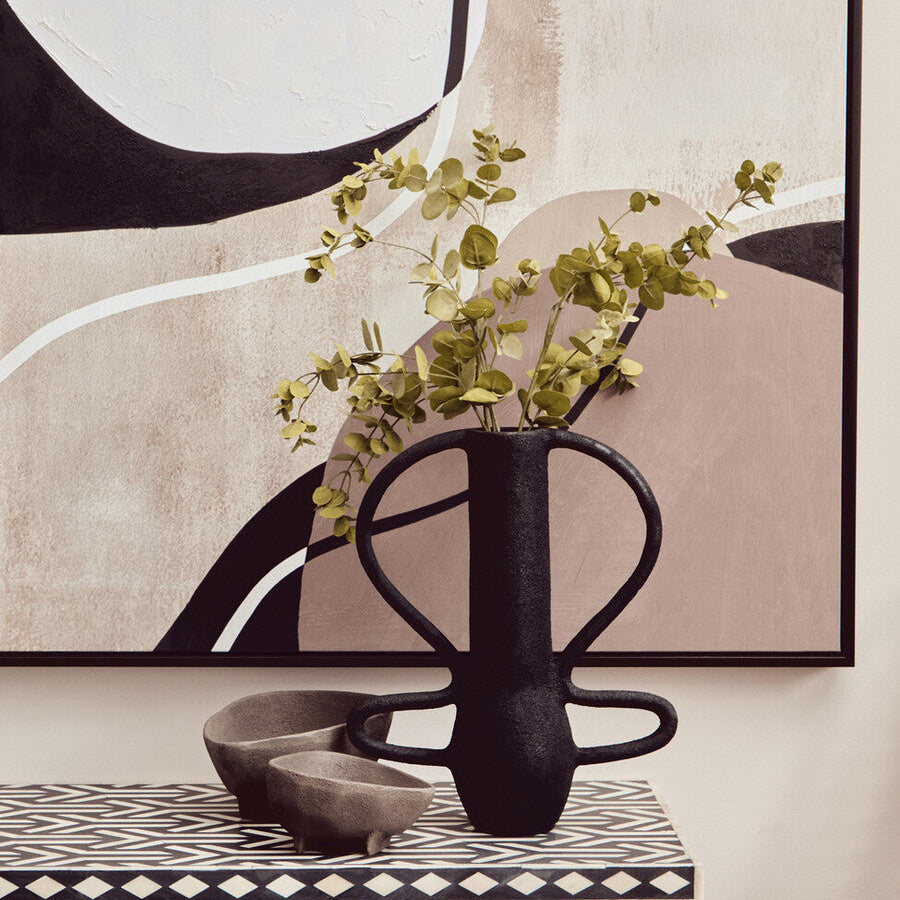 Orsina Deriva Large Textured Black Aluminium Vase – Tall Modern Decor