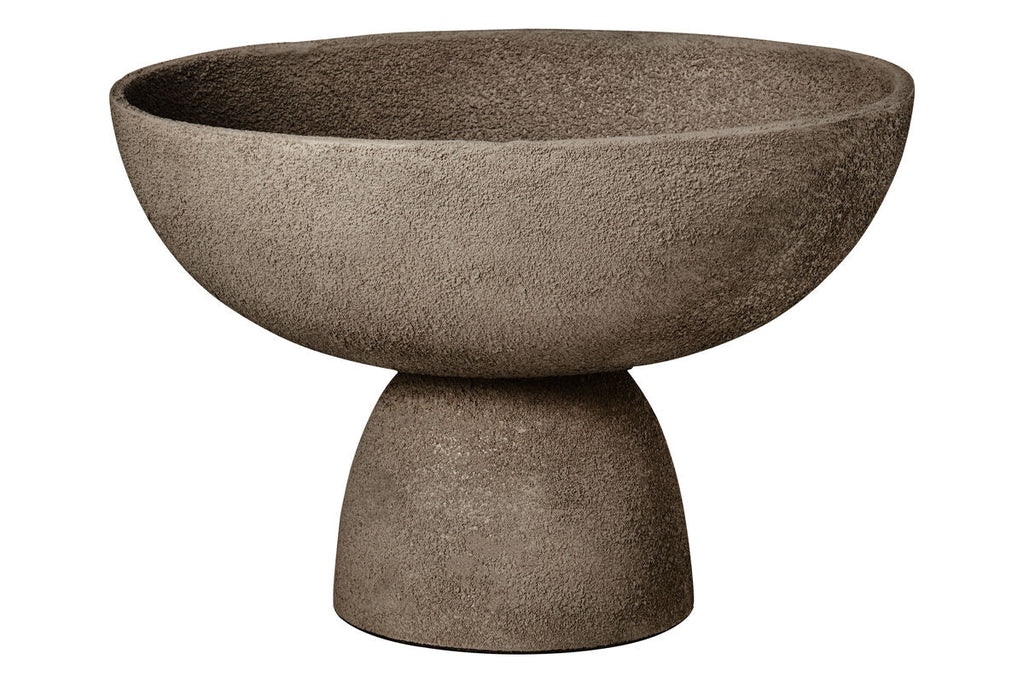 Orsina Small Grey Pedestal Bowl – Textured Aluminium Decorative Accent