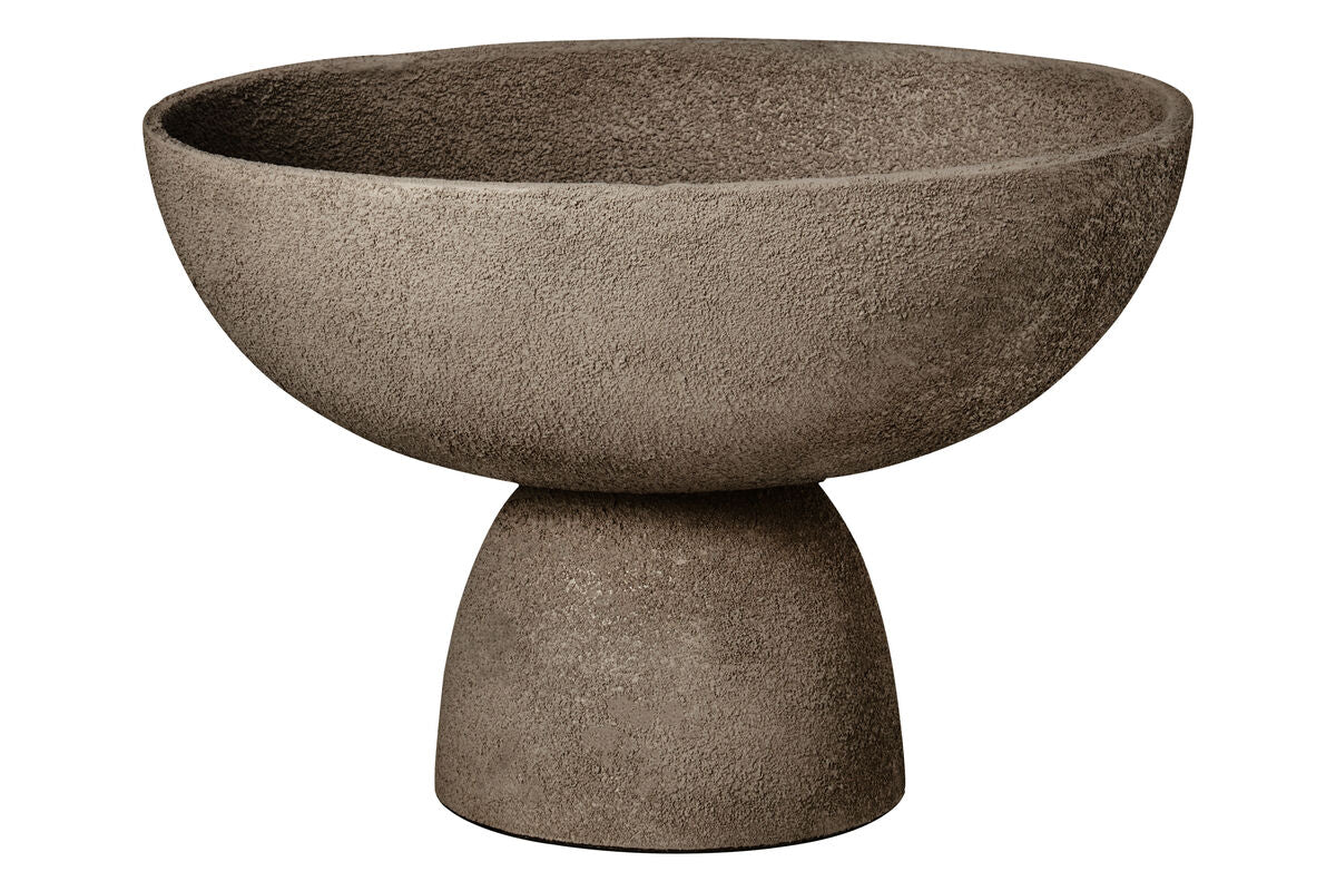 Orsina Small Grey Pedestal Bowl – Textured Aluminium Decorative Accent
