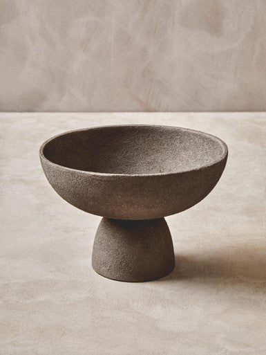 Orsina Small Grey Pedestal Bowl – Textured Aluminium Decorative Accent
