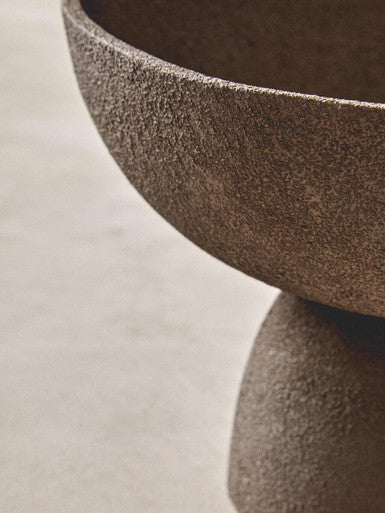 Orsina Small Grey Pedestal Bowl – Textured Aluminium Decorative Accent