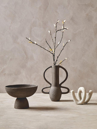 Orsina Small Grey Pedestal Bowl – Textured Aluminium Decorative Accent