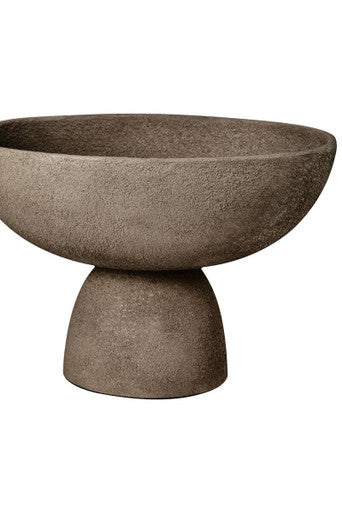 Orsina Small Grey Pedestal Bowl – Textured Aluminium Decorative Accent