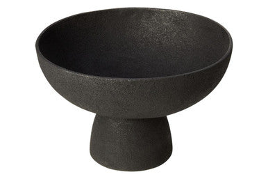 Orsina Deriva Large Black Textured Aluminium Pedestal Centerpiece Bowl