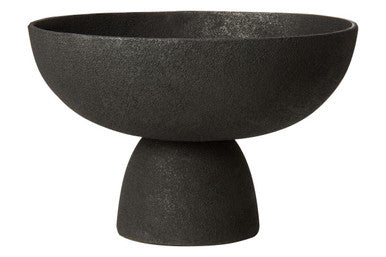 Orsina Deriva Large Black Textured Aluminium Pedestal Centerpiece Bowl