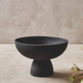 Orsina Deriva Large Black Textured Aluminium Pedestal Centerpiece Bowl