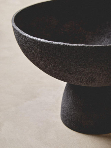 Orsina Deriva Large Black Textured Aluminium Pedestal Centerpiece Bowl