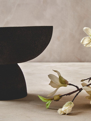 Orsina Deriva Large Black Textured Aluminium Pedestal Centerpiece Bowl