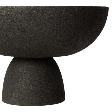 Orsina Deriva Large Black Textured Aluminium Pedestal Centerpiece Bowl