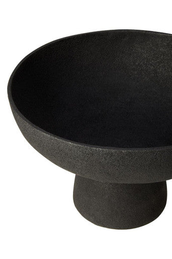 Orsina Deriva Large Black Textured Aluminium Pedestal Centerpiece Bowl