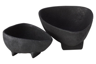 Orsina Matte Black Textured Aluminium Decorative Bowls | Set of 2