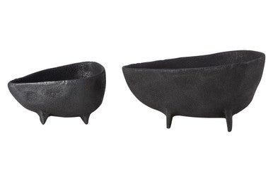 Orsina Matte Black Textured Aluminium Decorative Bowls | Set of 2