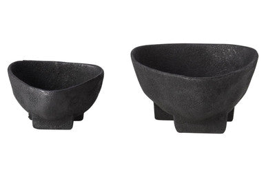 Orsina Matte Black Textured Aluminium Decorative Bowls | Set of 2