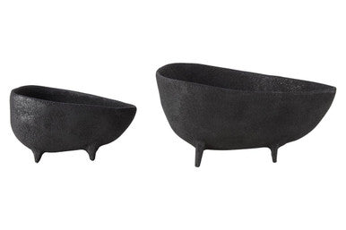 Orsina Matte Black Textured Aluminium Decorative Bowls | Set of 2