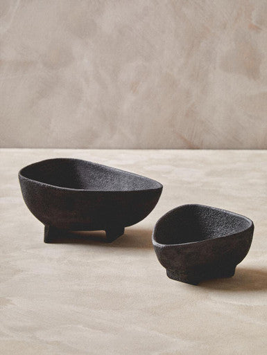 Orsina Matte Black Textured Aluminium Decorative Bowls | Set of 2