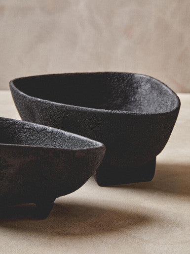 Orsina Matte Black Textured Aluminium Decorative Bowls | Set of 2