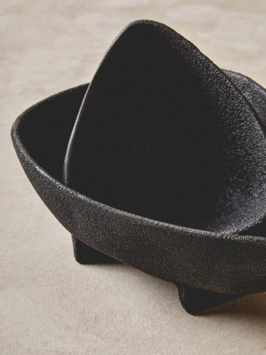 Orsina Matte Black Textured Aluminium Decorative Bowls | Set of 2