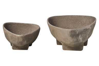 Orsina Grey Textured Aluminium Footed Decorative Bowls – Set of 2