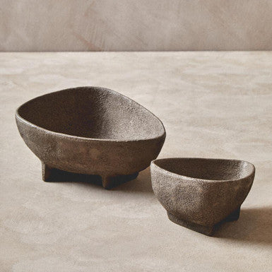 Orsina Grey Textured Aluminium Footed Decorative Bowls – Set of 2