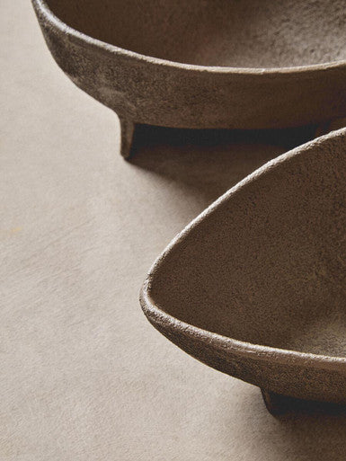 Orsina Grey Textured Aluminium Footed Decorative Bowls – Set of 2