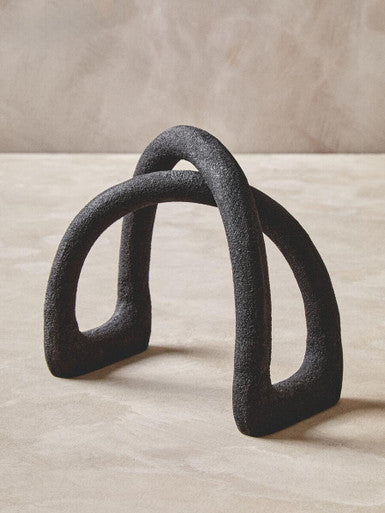 Orsina Deriva Abstract Geometric Sculpture – Black Textured Aluminium