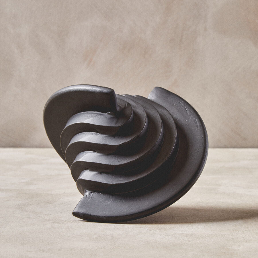 Orsina Prato Black Sculpture – Modern Textured Matte Home Decor Piece