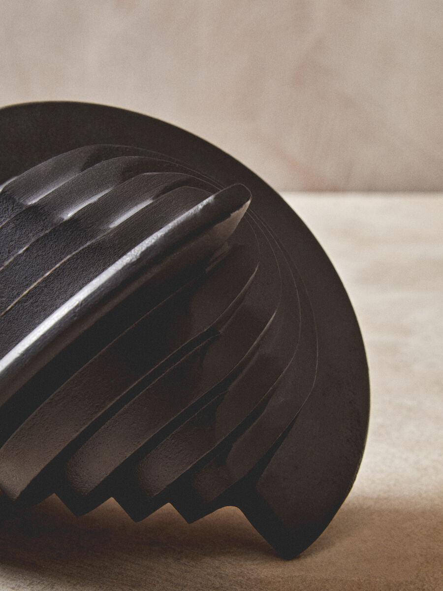 Orsina Prato Black Sculpture – Modern Textured Matte Home Decor Piece