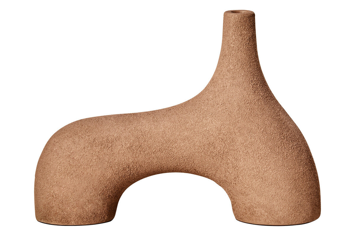 Orsina Dunas Small Beige Abstract Vase – Textured Aluminium Decor