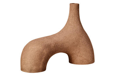 Orsina Dunas Small Beige Abstract Vase – Textured Aluminium Decor