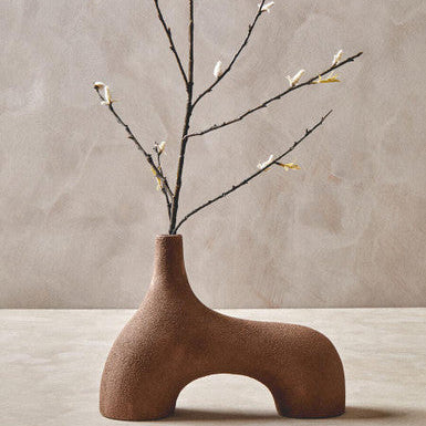 Orsina Dunas Small Beige Abstract Vase – Textured Aluminium Decor