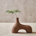 Orsina Dunas Small Beige Abstract Vase – Textured Aluminium Decor