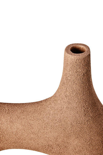 Orsina Dunas Small Beige Abstract Vase – Textured Aluminium Decor