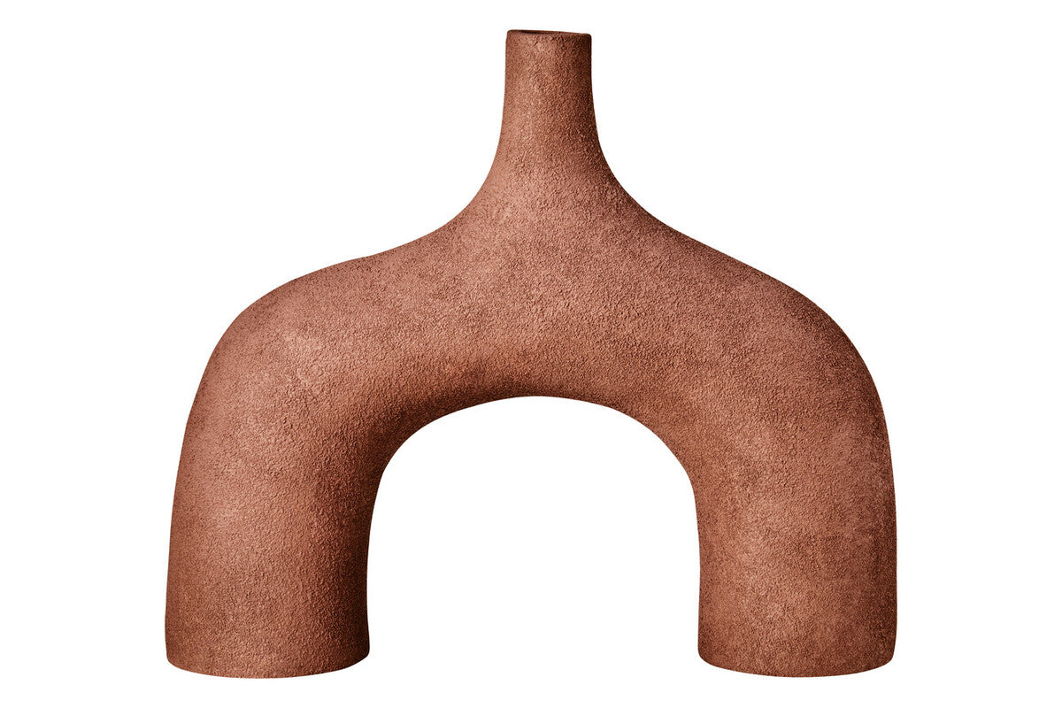 Orsina Large Red Abstract Vase – Textured Aluminium Modern Sculpture