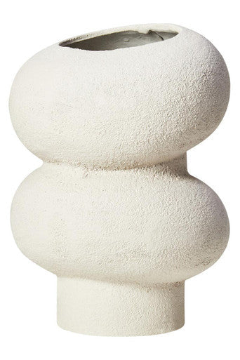 Orsina Dunas Small White Bubble Vase – Textured Aluminium Modern Decor