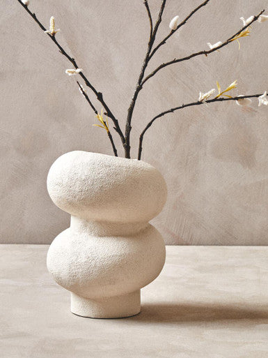 Orsina Dunas Small White Bubble Vase – Textured Aluminium Modern Decor