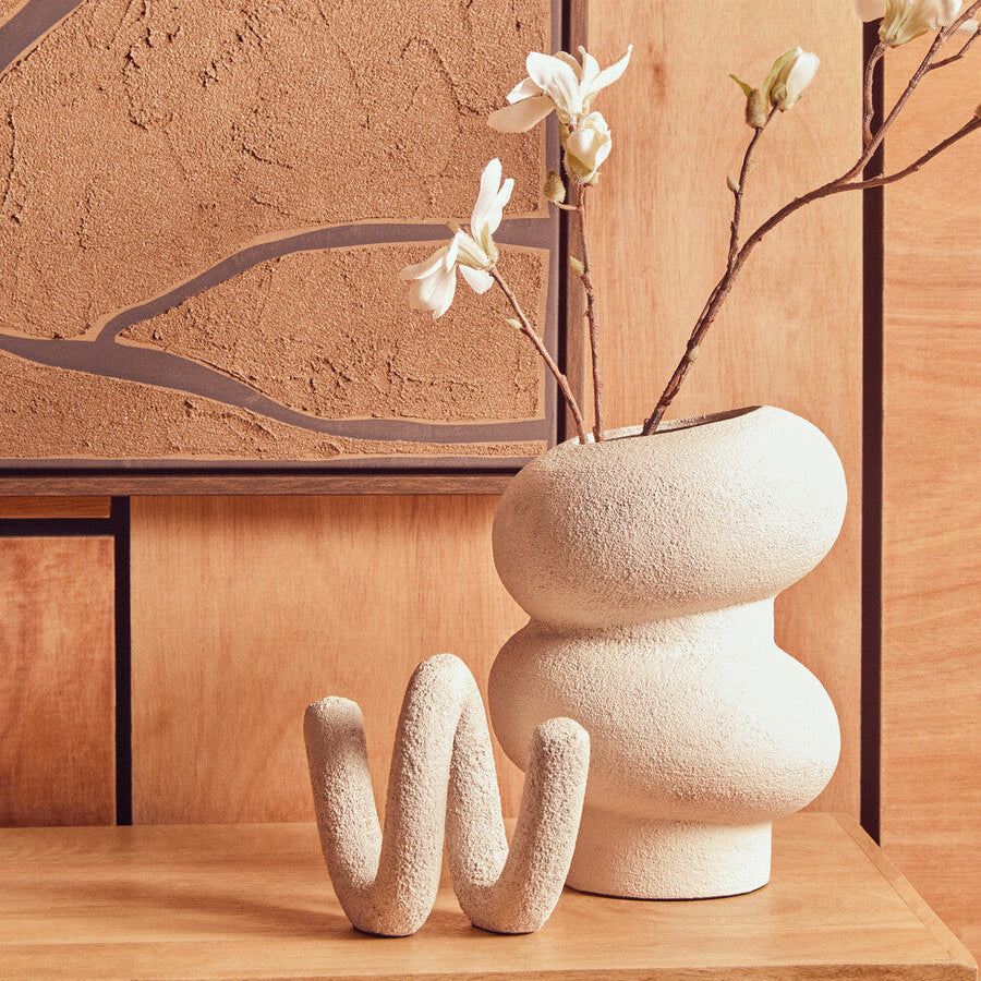 Orsina Dunas Small White Bubble Vase – Textured Aluminium Modern Decor