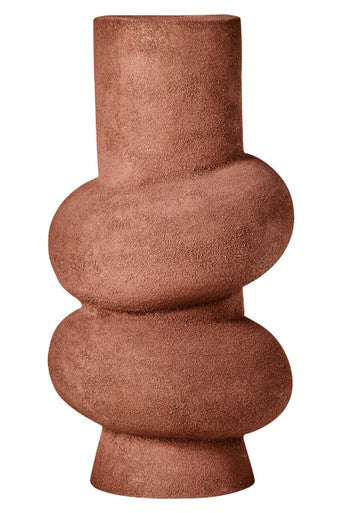 Orsina Large Red Bubble Vase – Textured Aluminium Sculptural Decor