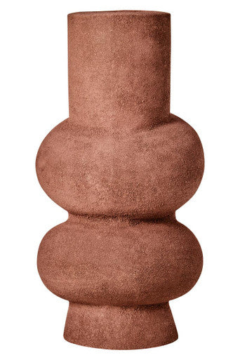 Orsina Large Red Bubble Vase – Textured Aluminium Sculptural Decor