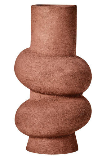 Orsina Large Red Bubble Vase – Textured Aluminium Sculptural Decor