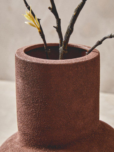 Orsina Large Red Bubble Vase – Textured Aluminium Sculptural Decor