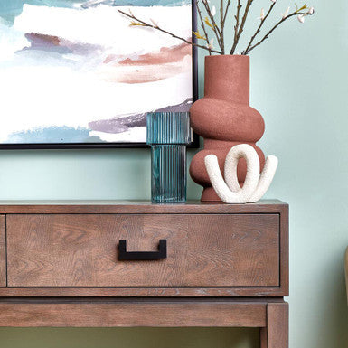 Orsina Dunas Small White Loop Sculpture – Textured Modern Home Decor