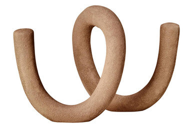 Orsina Large Textured Beige Loop Sculpture | Modern Home Decor Accent
