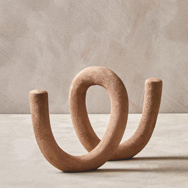 Orsina Large Textured Beige Loop Sculpture | Modern Home Decor Accent