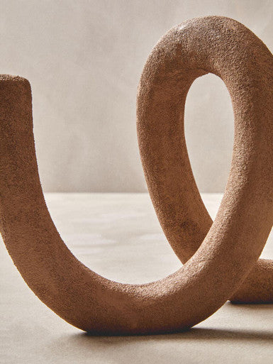 Orsina Large Textured Beige Loop Sculpture | Modern Home Decor Accent
