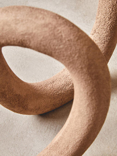 Orsina Large Textured Beige Loop Sculpture | Modern Home Decor Accent