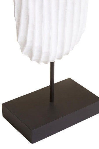 Orsina Fidel Oblong Mango Wood Sculpture – Black and White Carved Art